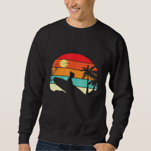 Surfing Retro Surfer Sunset Handflatan Träd - Surf Lång Ärmad Tröja