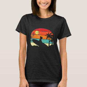 Surfing Retro Surfer Sunset Handflatan Träd - Surf T Shirt