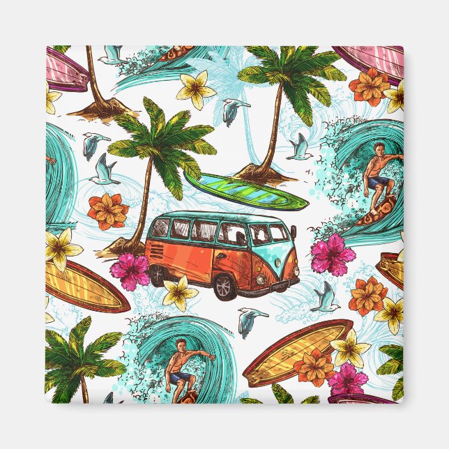 Surfing/Retro Van Magnet (Framsidan)