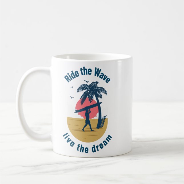 Surfing - Ride Wave Live Dream Kaffemugg (Vänster)