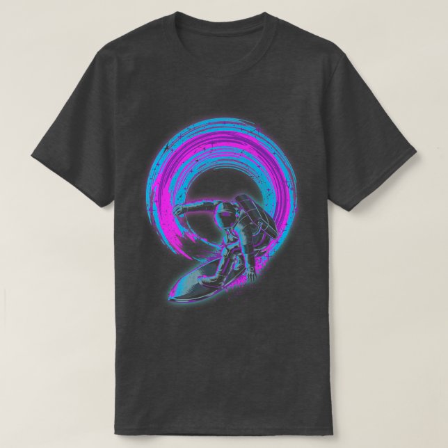 Surfing Rymden 90 s Art Synthwave Vaporwave as As T Shirt (Design framsida)