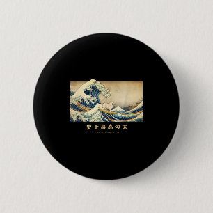 Surfing Samoyed Kanagawa Wave Japansk Hund Funny Knapp