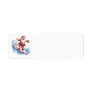 Surfing Santa Adressetiketters Returadress Etikett