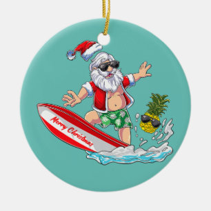 Surfing Santa Beach Helgdag Plams jul i julen Julgransprydnad Keramik