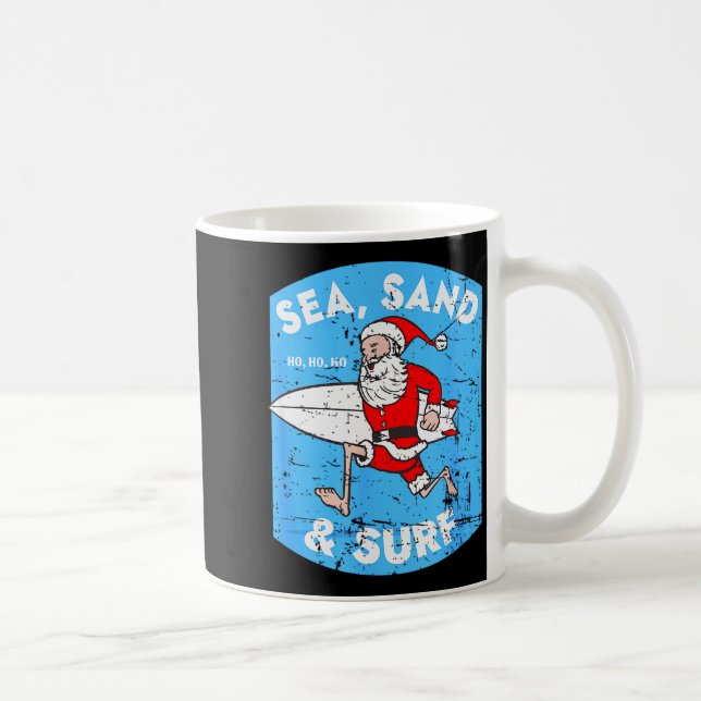 Surfing Santa - Christmas Surfboarding Santa Claus Kaffemugg (Höger)