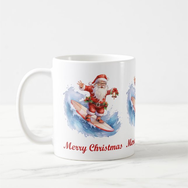 Surfing Santa God jul Mugg (Vänster)