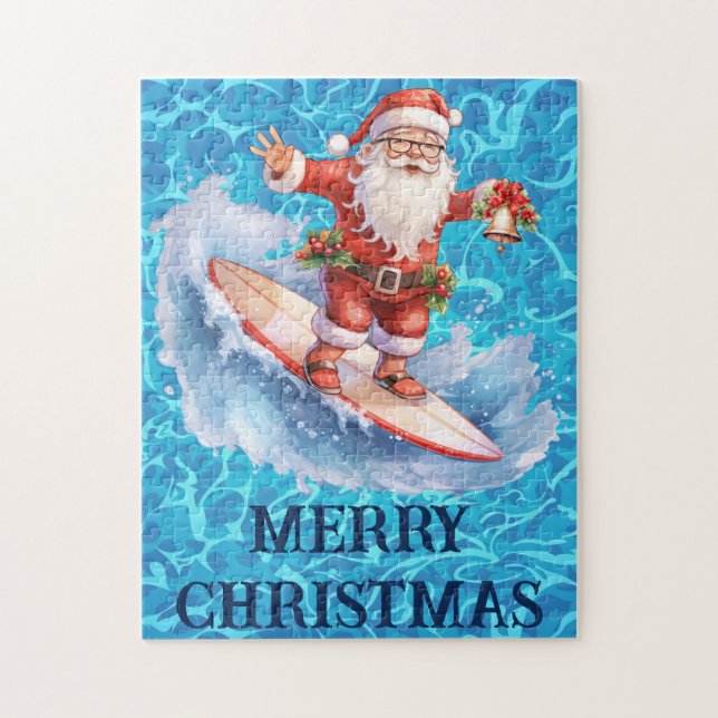Surfing Santa God jul Puzzle Pussel (Vertikal)