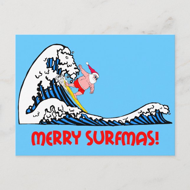 Surfing Santa Helg Vykort (Framsida)