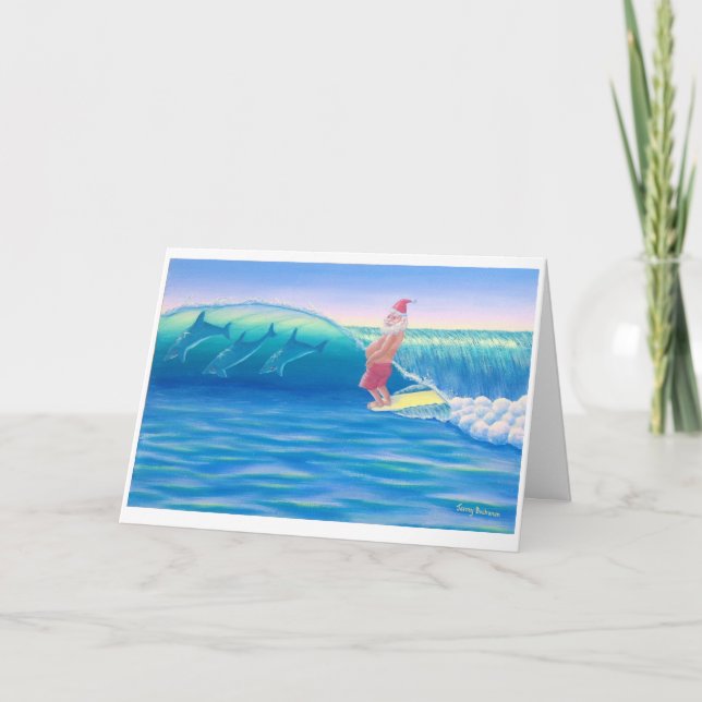 Surfing Santa Helgkort (Framsida)