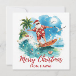 Surfing Santa in Hawaii – Tropical Christmas Julkort