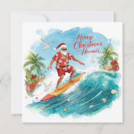 Surfing Santa in Hawaii – Tropical Christmas Julkort