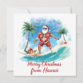 Surfing Santa in Hawaii – Tropical Christmas Julkort