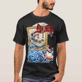 Surfing Santa Inspired by Hokusai T Shirt