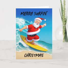 Surfing Santa jul Helgkort