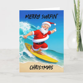 Surfing Santa jul Helgkort