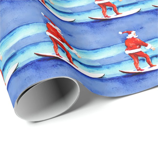 Surfing Santa Presentpapper (Rullad Hörn)
