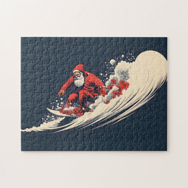 Surfing Santa Sommar jul Pussel (Horisontell)
