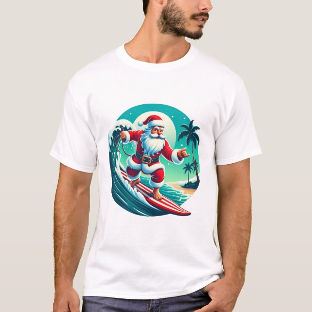 Surfing Santa T Shirt (Framsida)