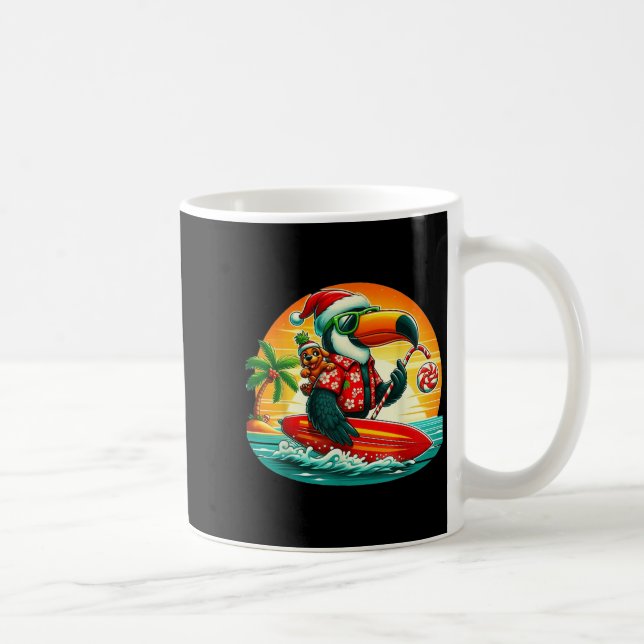 Surfing Santa Toucan och Rolig hund Trocal Christm Kaffemugg (Höger)