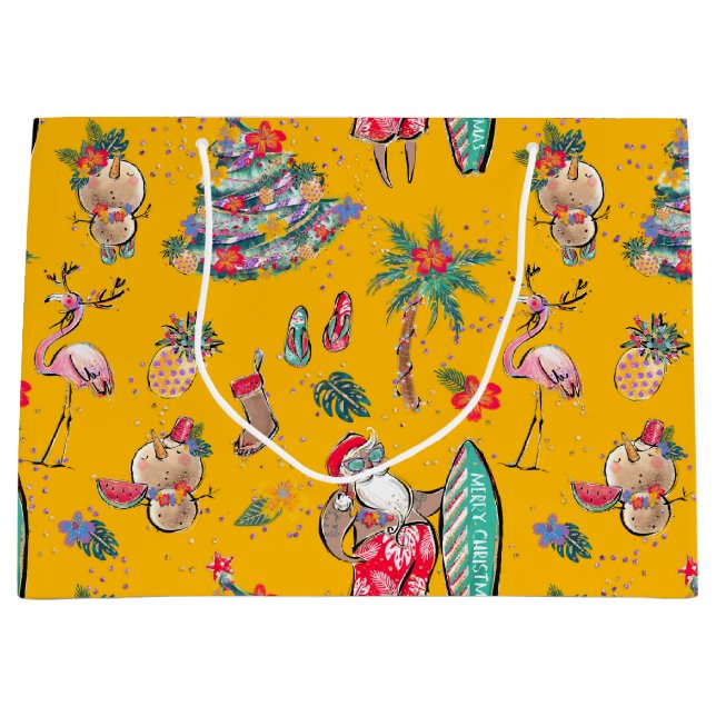 Surfing Santa Tropical jul Gift Bag (Framsidan)
