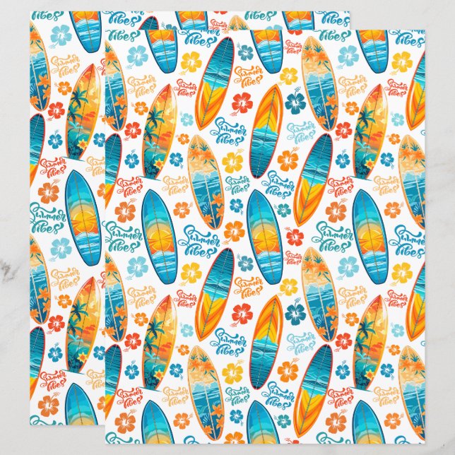 Surfing Scrapbookpapper (Fram/baksida)