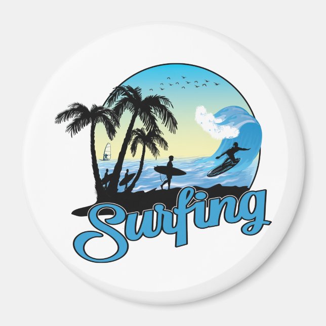 Surfing Sea Beach Magnet (Framsidan)