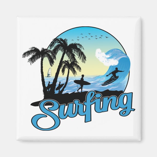 Surfing Sea Beach Magnet (Framsidan)