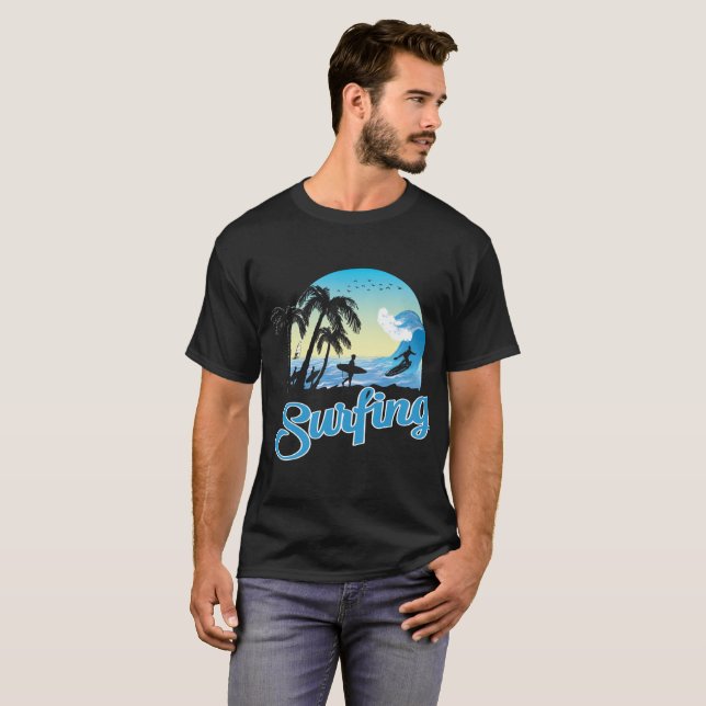 Surfing Sea Beach T Shirt (Hel framsida)