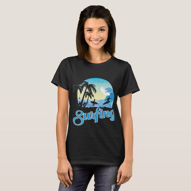 Surfing Sea Beach T Shirt (Hel framsida)