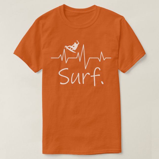 Surfing Shortboard Heartslag Wave Älskare T Shirt (Design framsida)