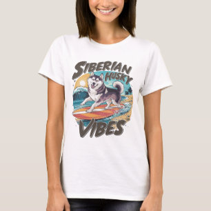 Surfing Siberian husky erövring Tropical Swell T Shirt