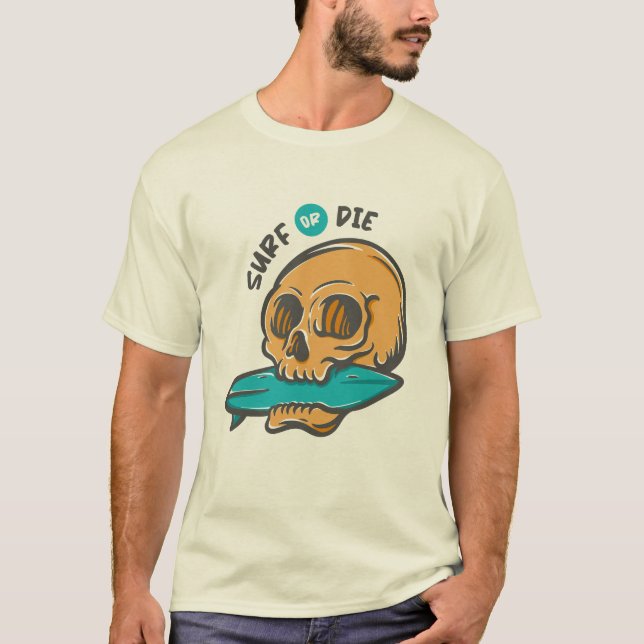 Surfing Skull T Shirt (Framsida)
