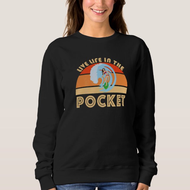 Surfing Slang Live Life In The Pocket Surf Big Wav T Shirt (Framsida)