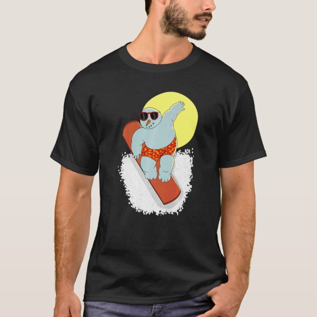 Surfing Snö Man Snowboard Snögubbe Coola Graphic T Shirt (Framsida)