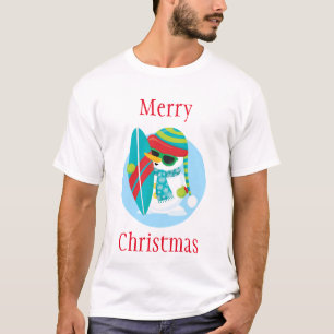 Surfing Snögubbe God jul T Shirt