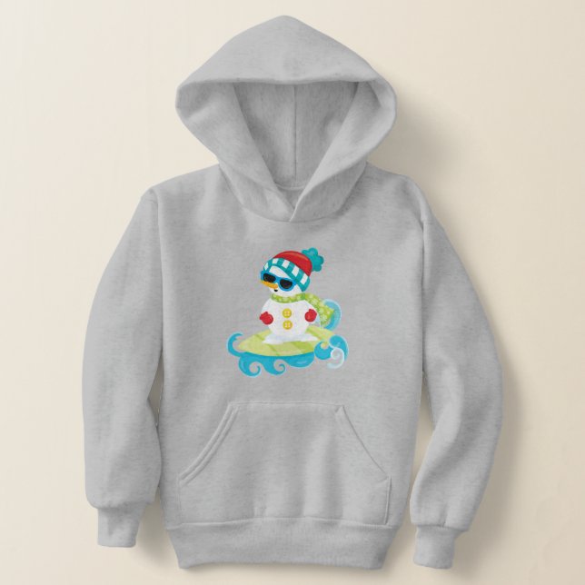 Surfing Snögubbe Hoodie T Shirt (Laydown)