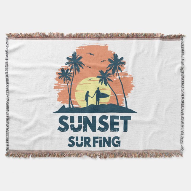 Surfing -Solnedgångssurfing  Filt (Framsidan)