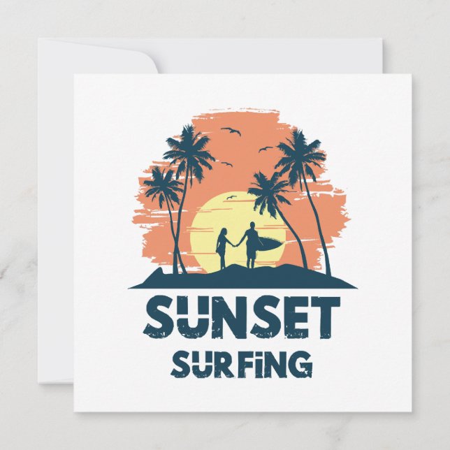 Surfing -Solnedgångssurfing  Inbjudningar (Baksida)