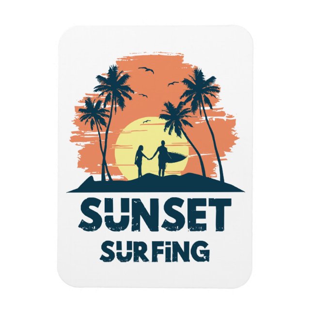 Surfing -Solnedgångssurfing  Magnet (Vertikal)