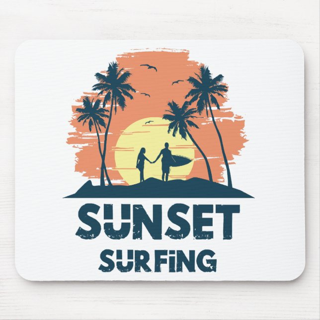 Surfing -Solnedgångssurfing  Musmatta (Framsidan)