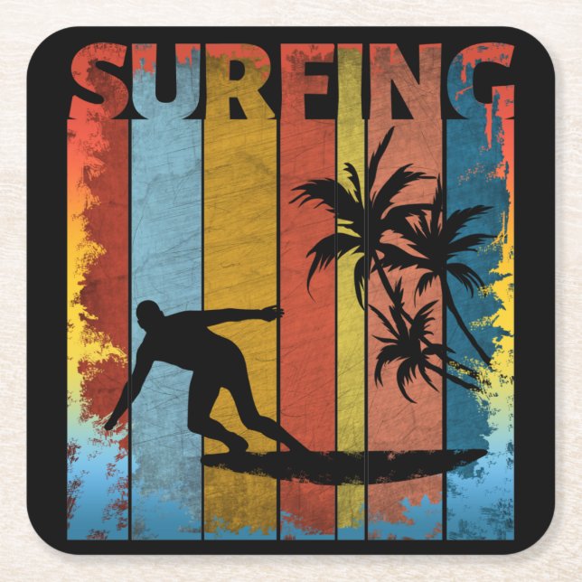 SURFING SOMMAR STRAND SURFAR UNDERLÄGG PAPPER KVADRAT (Framsidan)