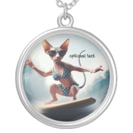 Surfing Sphynx Pendant Silverpläterat Halsband
