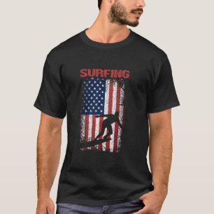 Surfing Sports Retro American Flagga USA Sur T Shirt