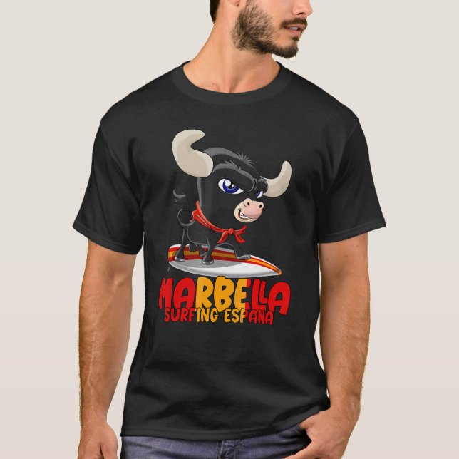 Surfing Spot Spain Marbella med Cute Taurus T Shirt (Framsida)