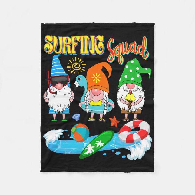 Surfing Squad Tre Gnomes Hawaiianskt Surfing Somma Fleecefilt (Framsidan)