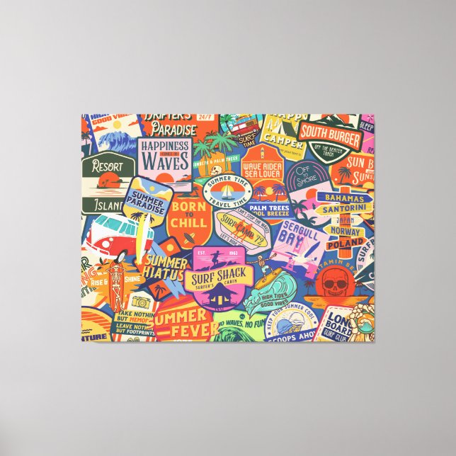 Surfing Stickers Canvastryck (Framsida)