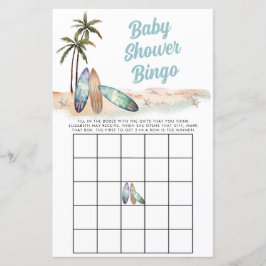 Surfing Strand Sommar Baby Shower Bingo Spel