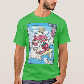 Surfing Strawberry Mjölk Carton Japan Wave Kawaii T Shirt