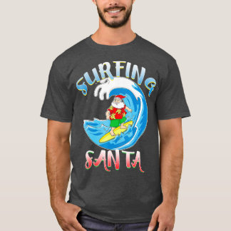 Surfing Summer Santa Hawaiian Surfer T Shirt