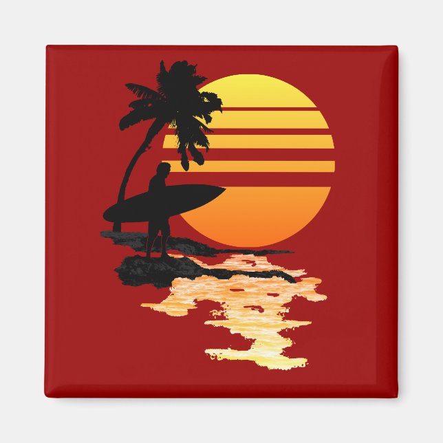 Surfing Sunrise Magnet (Framsidan)